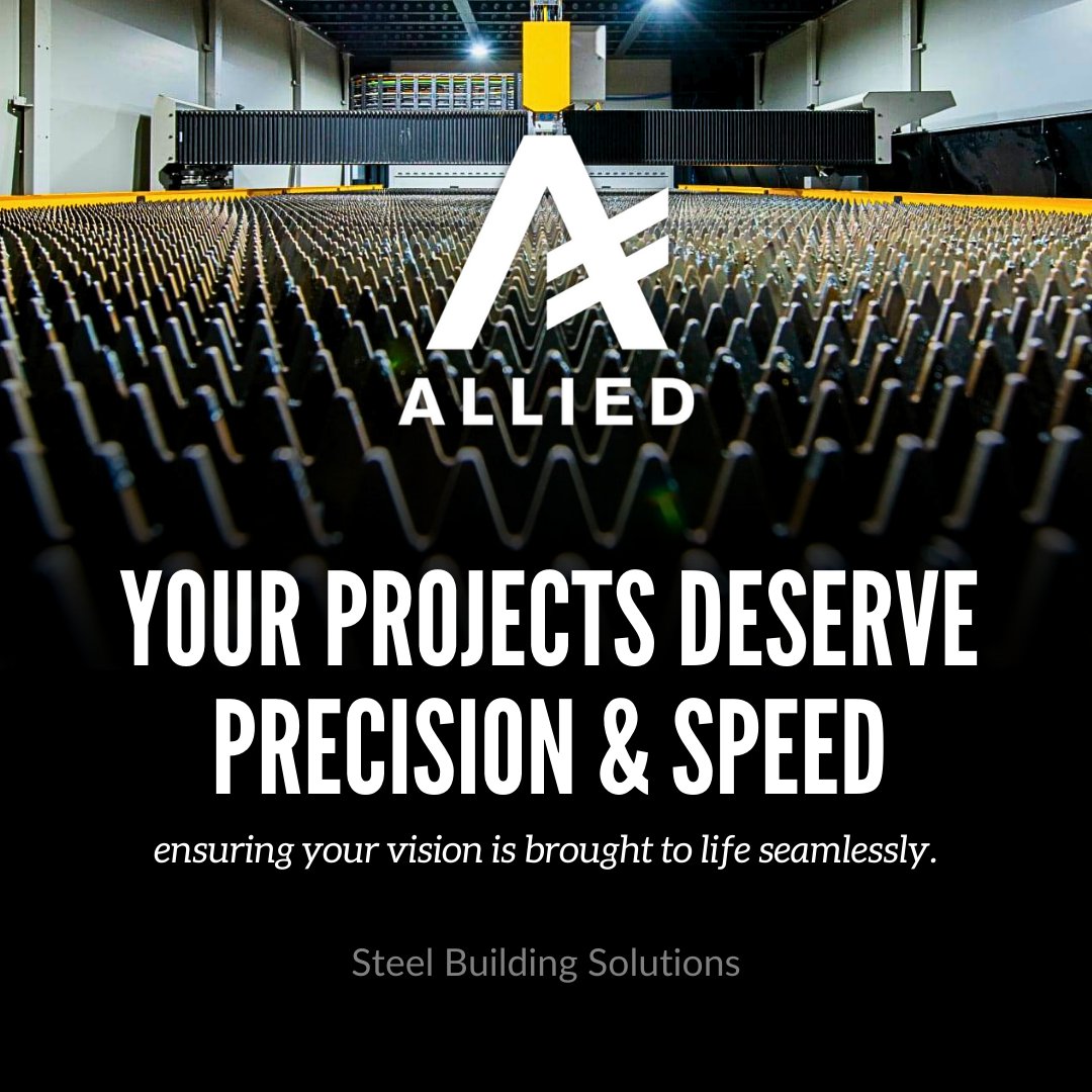 Precision and speed are the hallmarks of Allied's service! Your projects will be brought to life seamlessly, exceeding expectations and ensuring your vision is realized with unparalleled precision.

#Precision #Efficiency #Steelbuildings #metalbuildingsystem #steel #steelindustry