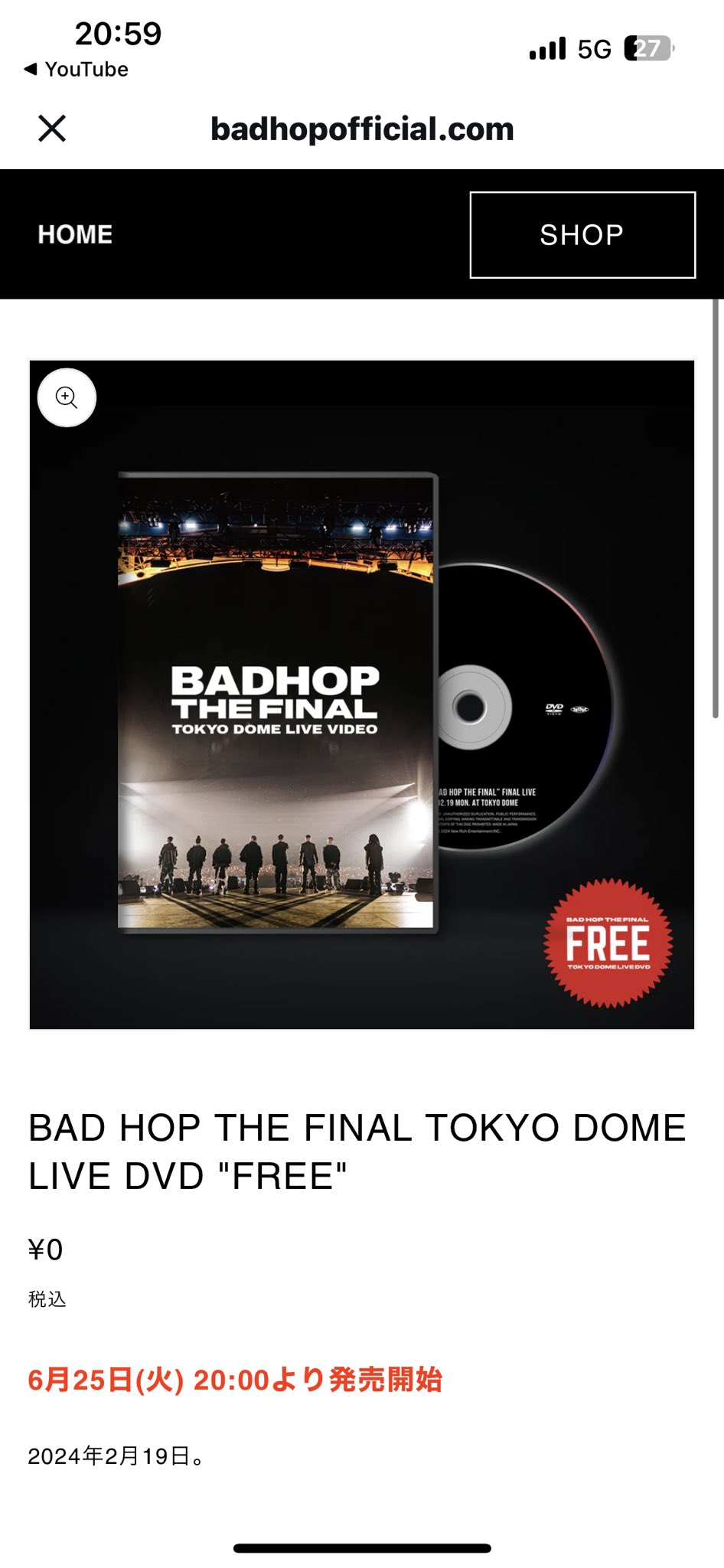 即日発送 BADHOP TOKYO DOME DVD free オンライン購入 BAD HOP THE