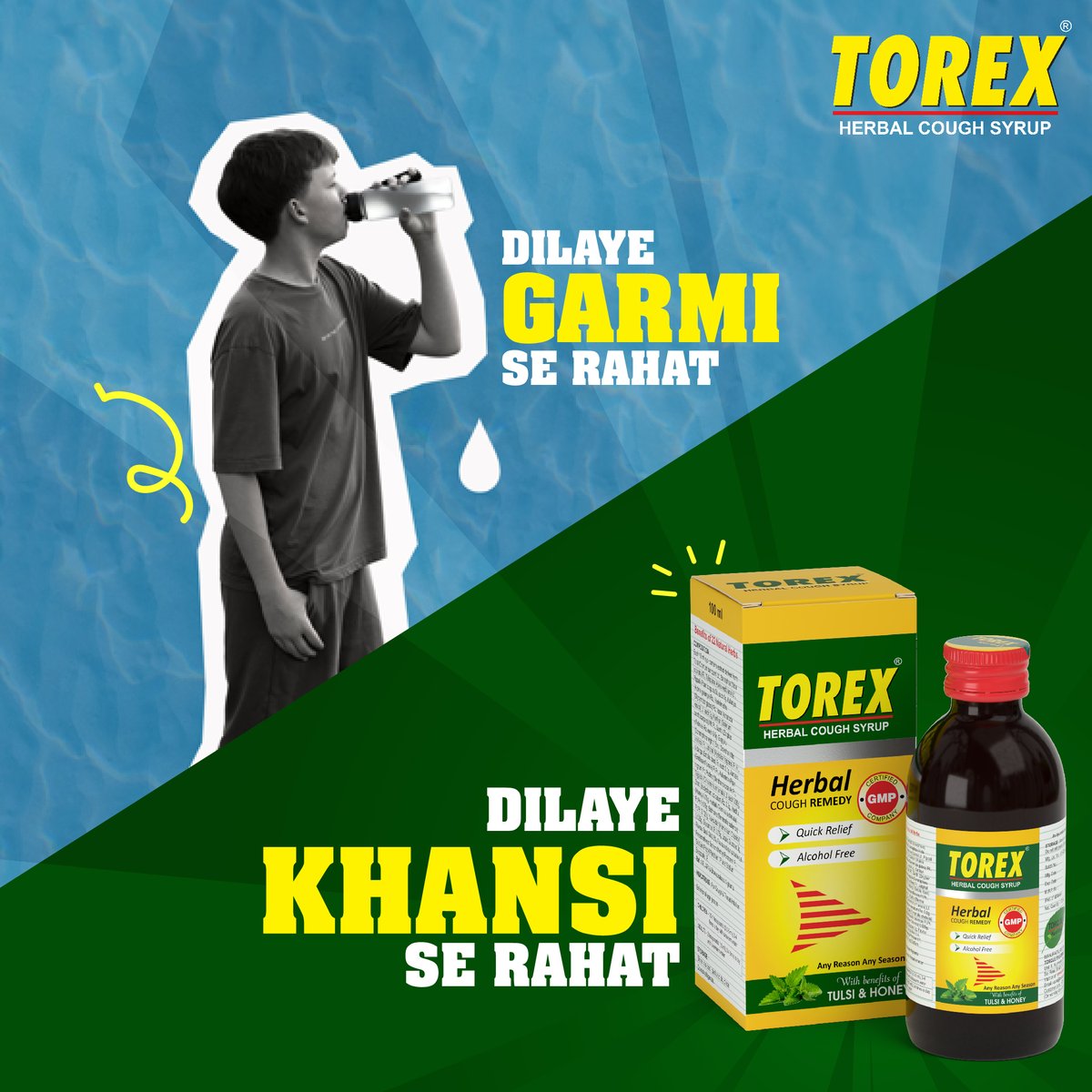 Just as cold water soothes in summer, TorexHerbal Cough Syrup is your cooling companion against cough. Say goodbye to irritation and hello to comfort.

#Torex #TorquePharma #CoughSyrup #HerbalCoughSyrup