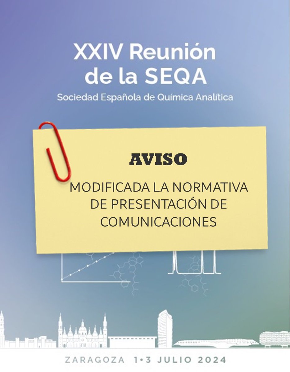 SEQA2024 (@seqa2024) on Twitter photo Se ha modificado la normativa de presentación de comunicaciones. Consultar en:
seqa2024.com/SEQA2024/comun…
<a href="/Ciencias_Unizar/">Ciencias_Unizar</a>
<a href="/INMAdivulga/">INMAdivulga</a> <a href="/unizar/">Universidad Zaragoza</a> <a href="/SEQA_QA/">SEQA</a> Se ha modificado la normativa de presentación de comunicaciones. Consultar en:
seqa2024.com/SEQA2024/comun…
<a href="/Ciencias_Unizar/">Ciencias_Unizar</a>
<a href="/INMAdivulga/">INMAdivulga</a> <a href="/unizar/">Universidad Zaragoza</a> <a href="/SEQA_QA/">SEQA</a>
