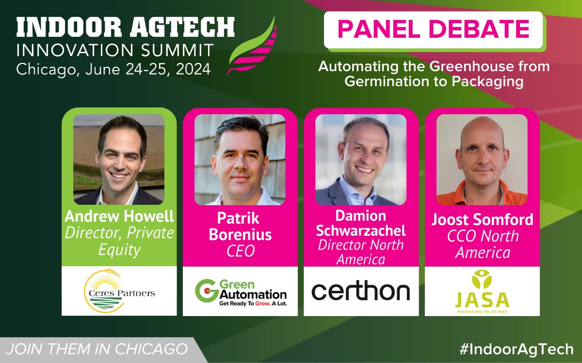 Make sure you attend the "Penal Debate" with Joost Somford at the @IndoorAgtech event in Chicago today at 1:50 PM. You can find the complete program here: eu1.hubs.ly/H09RDvY0.

If you want to schedule an appointment directly, please visit: jasapackaging.com/contact