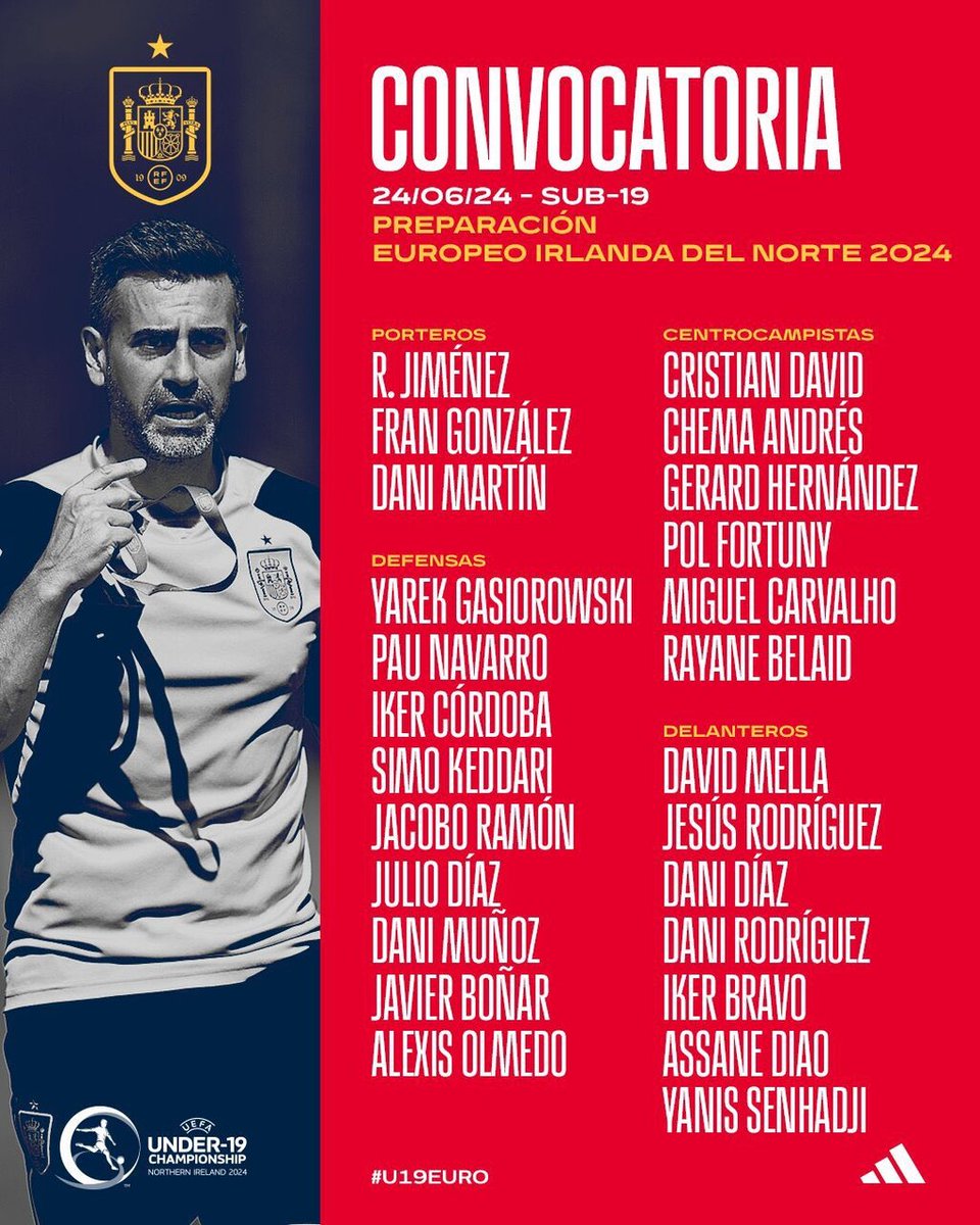 En Xogo tvG2 (@enxogo_tvg2) on Twitter photo ⭐️ <a href="/davidmella11_/">David Mella</a> convocado coa sub19 para os partidos de preparación do Europeo de Irlanda do Norte
É o único galego convocado dunha lista de 2⃣5⃣ da que quedarán 2⃣0⃣ ⭐️ <a href="/davidmella11_/">David Mella</a> convocado coa sub19 para os partidos de preparación do Europeo de Irlanda do Norte
É o único galego convocado dunha lista de 2⃣5⃣ da que quedarán 2⃣0⃣