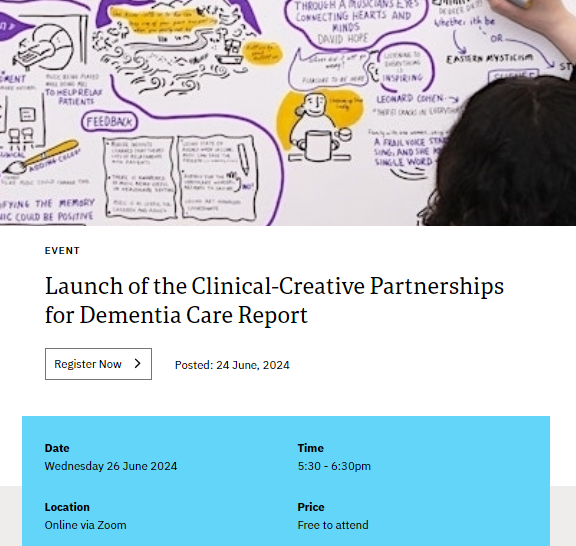Join <a href="/GBHI_Fellows/">Global Brain Health Institute</a> <a href="/HopeGrainne/">Grainne Hope</a> <a href="/MusicHealthIrl/">Music & Health Ireland</a> for the launch of the Clinical-Creative Partnerships for Dementia Care report! Discover how cross-sector collaboration can transform #dementiacare, generate new ideas, and influence #artsandhealth policy.

👉bit.ly/3RGPluZ