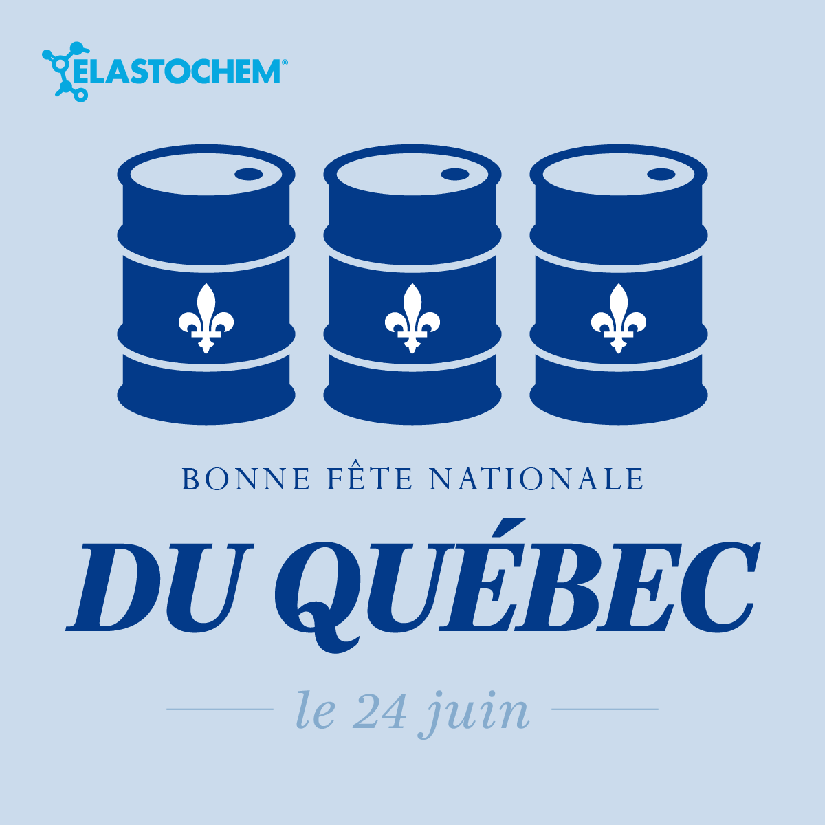 Elastochem's tweet photo. Célébrons la Fête nationale avec notre famille d’Elastochem au Québec! Nous vous souhaitons à tous une journée de la Saint-Jean-Baptiste remplie de joie et de bonheur 💙 

--

Celebrating St-Jean-Baptiste Day with our Elastochem family in the province of Quebec! 💙 https://t.co/WOgYbTwwcB