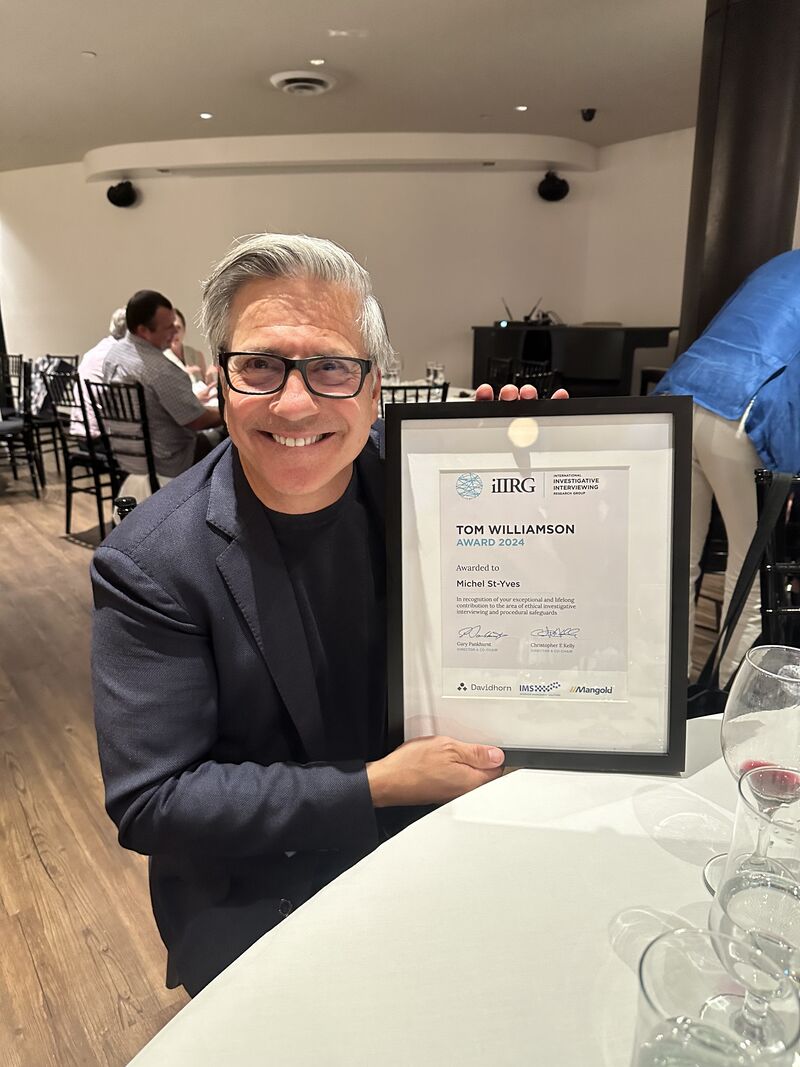 We are honoured to present Michel St-Yves as the recipient of the prestigious 2024 Tom Williamson Award for his outstanding and lasting dedication to advancing and implementing best practices in interviewing! #iIIRG2024

Congratulations, Michel! 👏

iiirg.org/iiirg-awards/