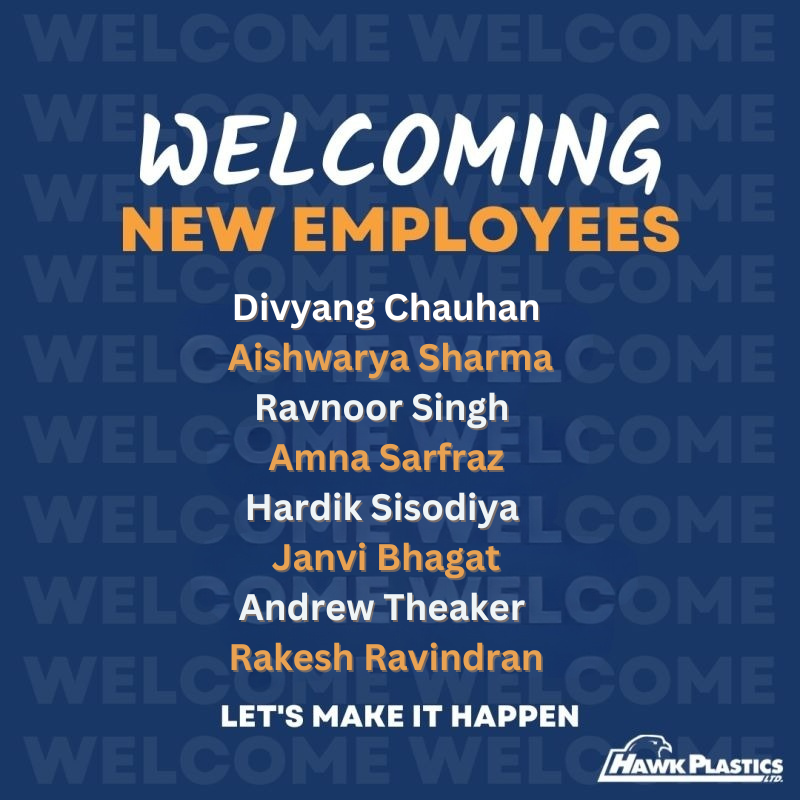 HawkPlastics's tweet photo. Join us in welcoming our newest team members! We're excited to have you on the team that makes it happen! 💪⚙️
#HawkPlastics #Hawk #PlasticsManufacturing #Windsor #WindsorOntario #LocalEmployer #LocalEconomy #SupplyChain #AutoSupplier #YQG #BuildingTomorrow #Manufacturing #People https://t.co/Rm8FrSnIwH