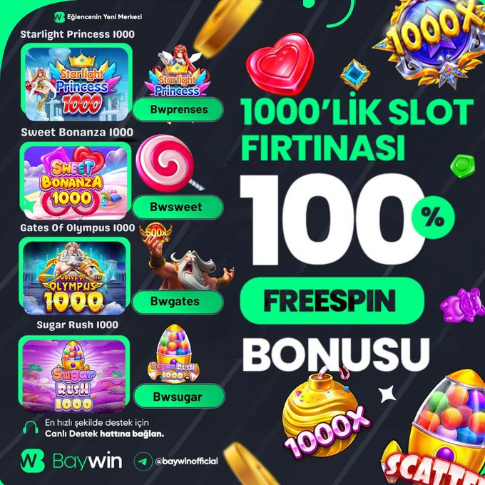 #baywin 
FANTASTİK 4'LÜ AKTİF EDİLDİ

1000X Kazanmak Hiç Bu Kadar Kolay Olmamıştı

Min - 100, Max - 1000₺ Yatırımlarınıza Özel %100 FreeSpin Bonusu

Detaylı Bilgi ve Giriş İçin : t2m.io/baywin-gir
#baywin #baywingiriş