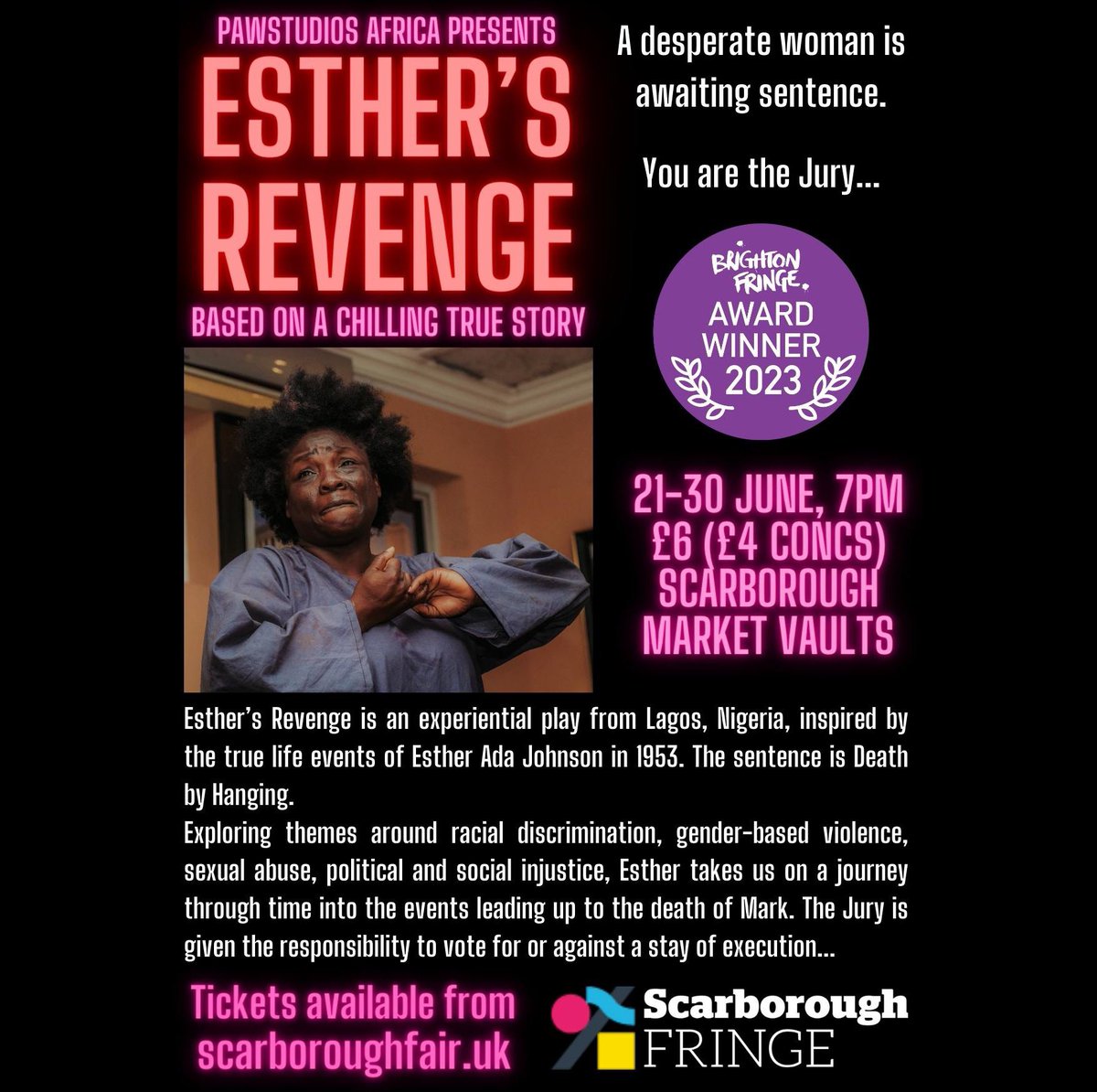 Experience the brilliance of award-winning international theatre with “Esther’s Revenge,” brought to you by Pawstudios Africa! 🇳🇬❤ Join us at 7 pm every evening until the 30th of June for a captivating performance written and directed by the talented <a href="/kennethuphopho/">Kenneth Uphopho</a> and ⬇️