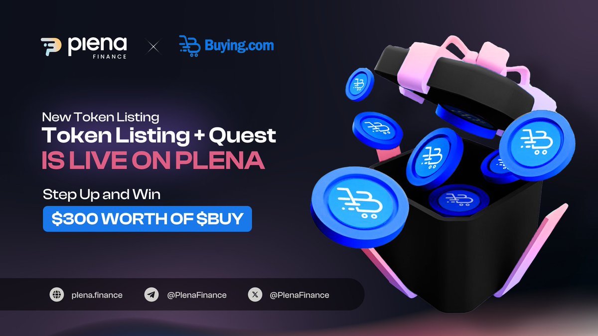 🌈Plena Fam, Here’s Some Good News 🌈

With the market in a slump, we're bringing you a reason to smile!

Announcing the $BUY | <a href="/buying_com/">Buying.com</a>  listing on Plena SuperApp Dive into our quest &amp; claim your share of $300 in $BUY tokens🤑

Get started: plena.page.link/UdTB

Deets ⬇️