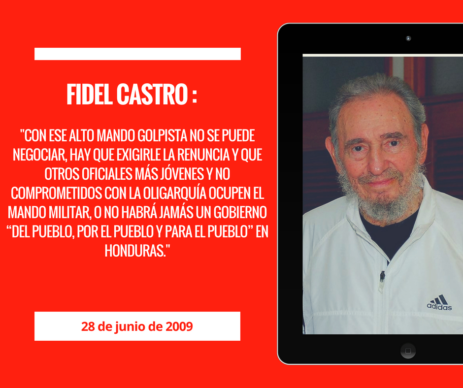 ✍️ "Con ese alto mando golpista no se puede negociar, hay que exigirle la renuncia y que otros oficiales más jóvenes y no comprometidos con la oligarquía ocupen el mando militar."

👉28 de junio de 2009 

#FidelVive #Cuba #LegadodeFidel #FidelPorSiempre