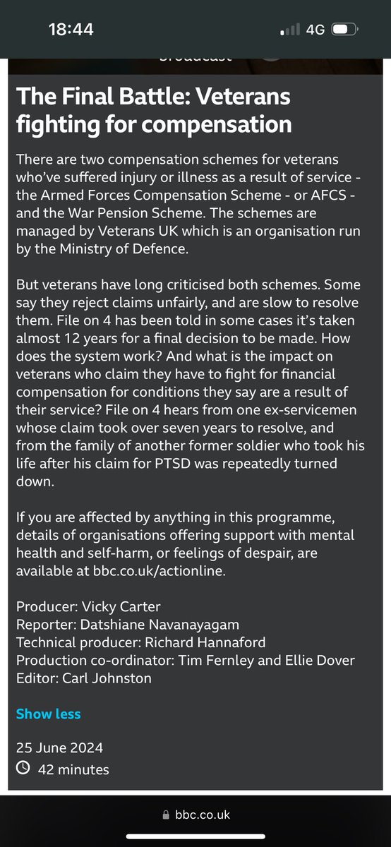 Ian Hewitt (@brockholme) on Twitter photo From tomorrow, <a href="/BBCRadio4/">BBC Radio 4</a> #fileon4 are broadcasting the story of those of us who have been stuck fighting Veterans UK and the MoD for the rightful compensation due to the injuries suffered whilst in service. Thank you to the BBC for telling our stories #veteranscandal From tomorrow, <a href="/BBCRadio4/">BBC Radio 4</a> #fileon4 are broadcasting the story of those of us who have been stuck fighting Veterans UK and the MoD for the rightful compensation due to the injuries suffered whilst in service. Thank you to the BBC for telling our stories #veteranscandal