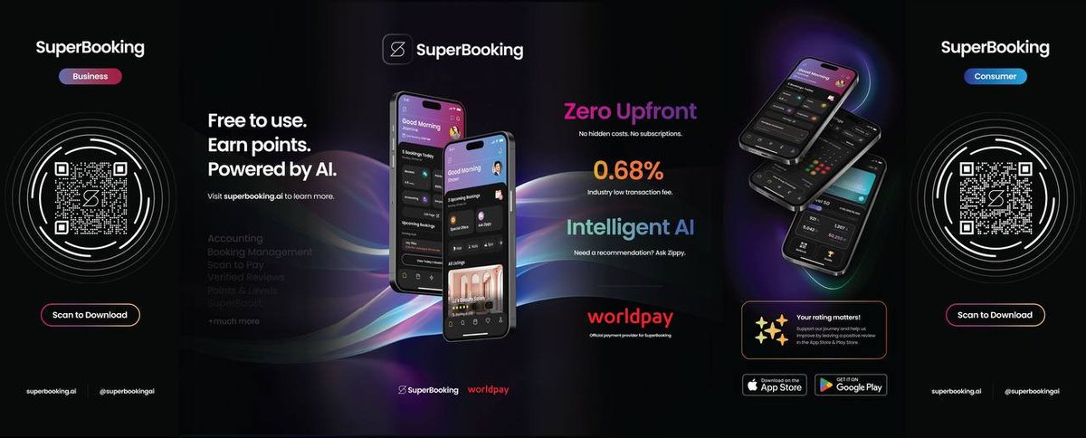 Your Part: 
📲 Download, join early, start referring, and help businesses discover the benefits of SuperBooking AI. 🇬🇧 Businesses in the UK can start benefiting immediately, but consumer users can download and refer internationally. 

[7/10]