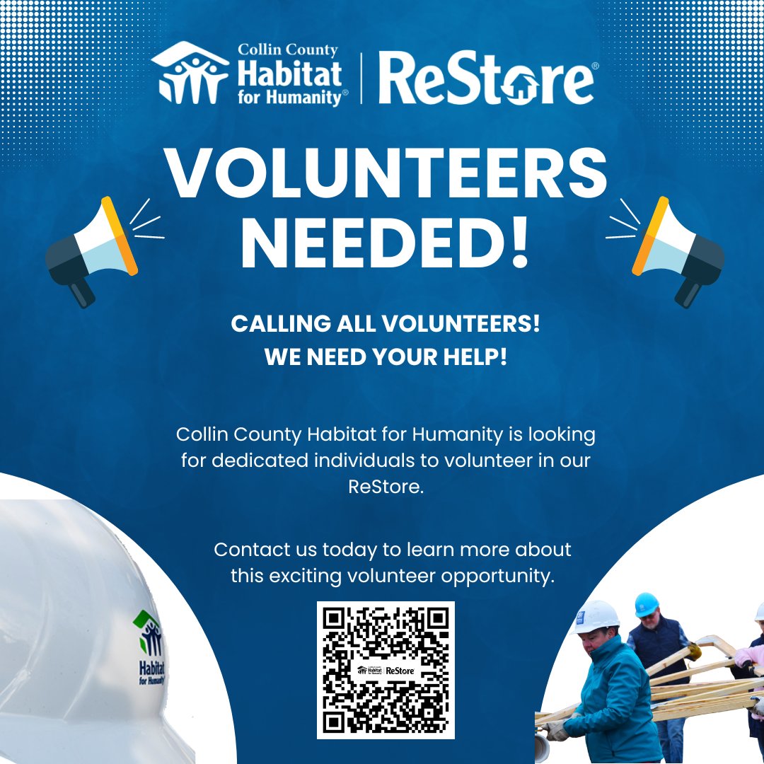 📣 We Need Volunteers! 📣

The ReStore is looking for passionate volunteers to join our team. Please help us support our mission and community!

Sign up today and become a part of something special. 🛠️❤️ 
shorturl.at/1aIm0