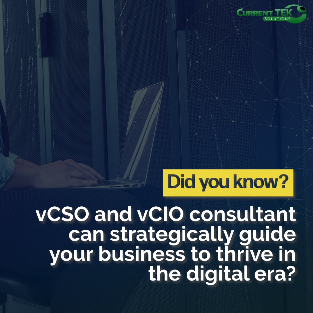 currentTEK's tweet image. Gain expert guidance to enhance security, optimize operations, and pave the way for a prosperous digital future. 

Partner with us today! 
currentteksolutions.com/vcso-and-vcio-…

 #vCSO #vCIO #CybersecurityConsulting #DigitalTransformation #ITConsulting #CurrentTEKSolutions