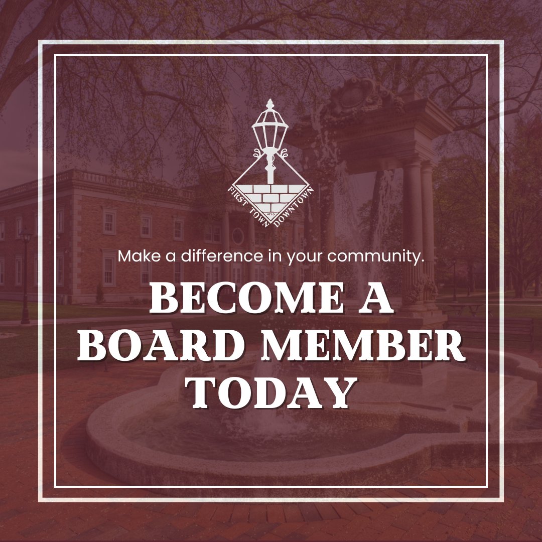 FirstTownDownTo's tweet photo. Do you want to help make your town a vibrant place? Become a Board Member of First Town Downtown and help make a difference in your community! Learn more about joining First Town Downtown’s board here: https://t.co/Rfp1n32MXN https://t.co/56SigQbYcY
