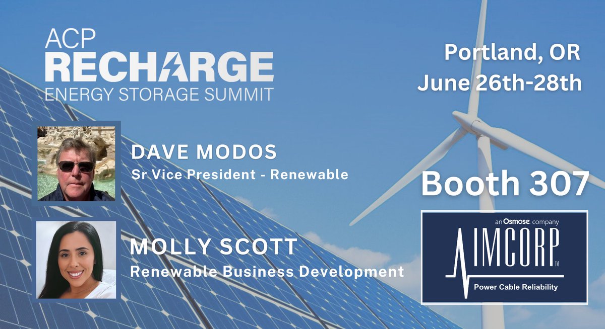 See you <a href="/USCleanPower/">American Clean Power (ACP)</a> RECHARGE Booth #307 in Portland! Visit us to learn how IMCORP, an Osmose company, can:

➡️ensure your cable system is ready for energization
➡️drastically decrease outages
➡️determine the root cause/s of faults 

Learn more!  imcorp.com

#better