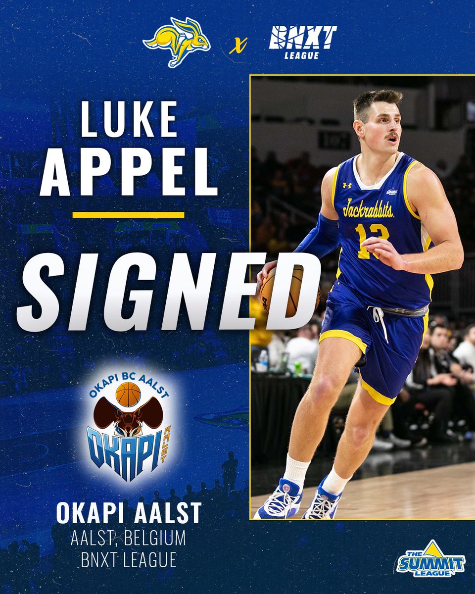 Jackrabbit Men’s Basketball (@gojacksmbb) on Twitter photo We’ve got a shoutout for <a href="/LukeAppel13/">Luke Appel</a> who has signed his first pro contract with Okapi Aalst. Luke will be playing in the top league in Belgium!
#GoJacks 🐰 We’ve got a shoutout for <a href="/LukeAppel13/">Luke Appel</a> who has signed his first pro contract with Okapi Aalst. Luke will be playing in the top league in Belgium!
#GoJacks 🐰