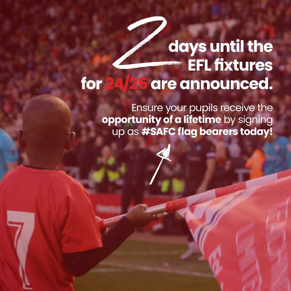 Want to give your pupils the opportunity to stand side-by-side with the <a href="/SunderlandAFC/">Sunderland AFC</a> team next year at the <a href="/StadiumOfLight/">Stadium of Light</a>? 🚩

Get in touch to register your interest in becoming flag bearers for the 2024/2025 season 🏟⚽️

akteaching.co.uk/contact-us/