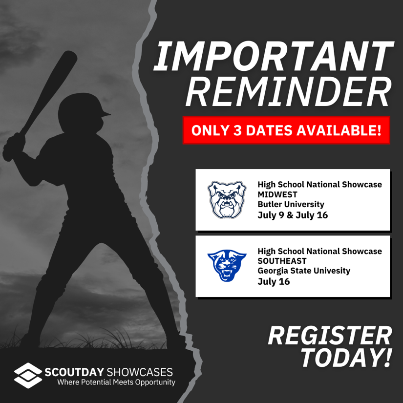 ⚠️ Attention players! Time’s running out to snag your spot at one of our national showcases this July.  

❌ Don’t sleep on this chance to get some personalized coaching and get noticed by college scouts.  

🔐 Secure your spot now before it’s too late! registerscoutdayshowcases.com