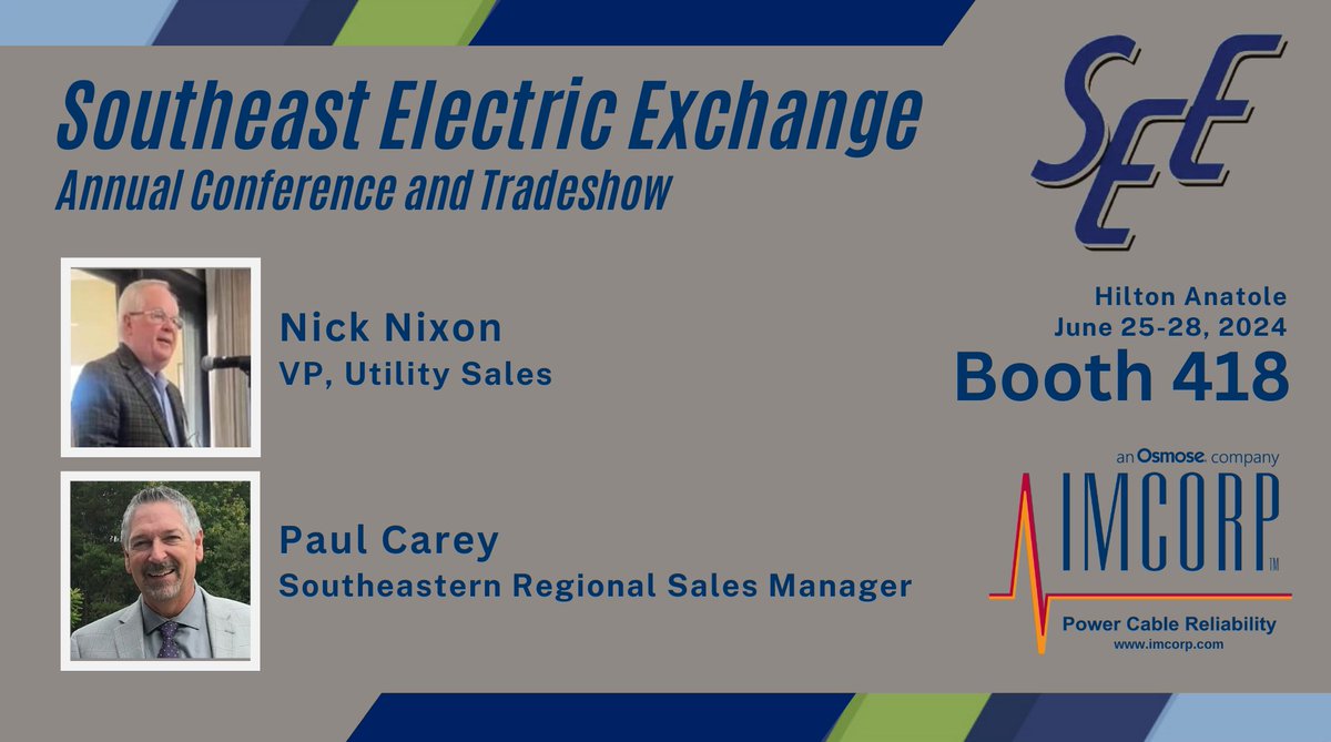Looking forward S.E.E. Dallas this week! Visit us at Booth #418 to learn how IMCORP, an Osmose Company, can drastically improve your #underground #cable system #reliability and #longevity! 

➡️Learn more: imcorp.com

We do cable reliability, #better.
