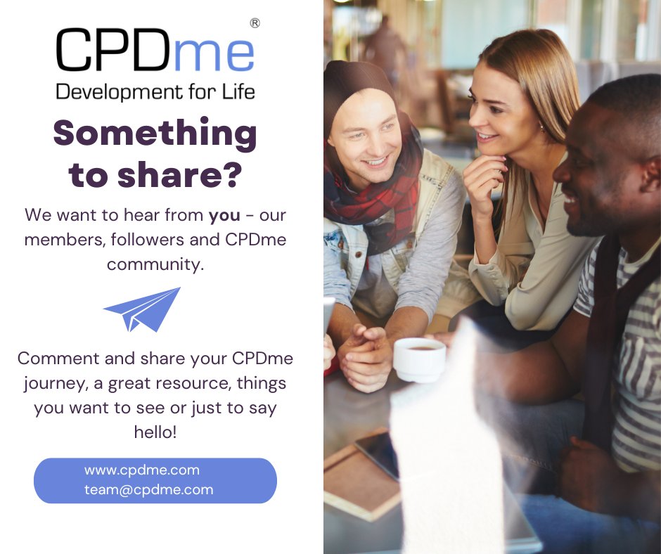 cpdme's tweet photo. Help us to grow our CPDme community, we want to hear from you, our valued friends, followers, members and supporters.

Interested in becoming a member? Head to: https://t.co/CQP9rIStp9 https://t.co/Mkq6WXhlIf