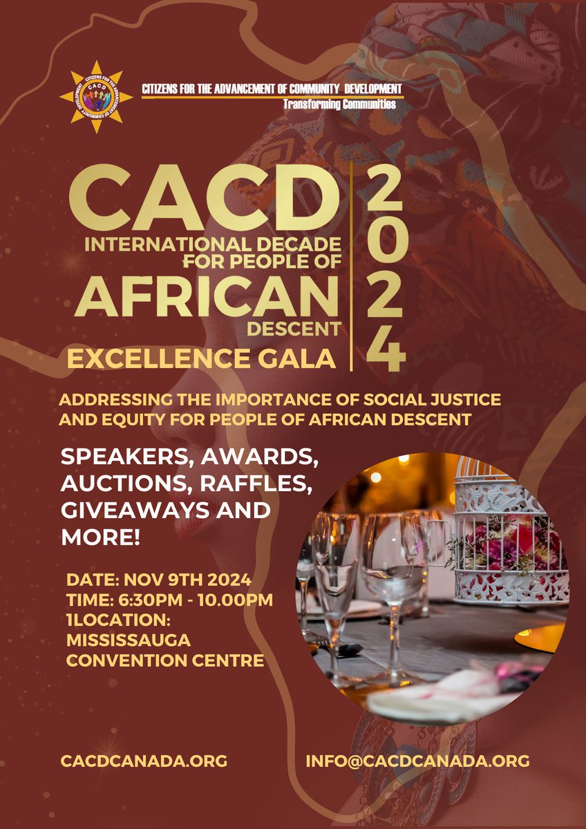 CACD's most anticipated event of the year! Our IDPAD Gala will be a night to remember, marking the end of the International Decade for People of African Descent. Tickets are now on sale! Visit our Eventbrite below to purchase tickets.

eventbrite.ca/e/cacd-interna…