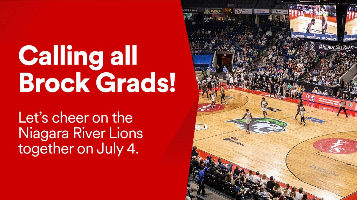 Brock Alumni (@brockualumni) on Twitter photo Meet us at the <a href="/MeridianCentre_/">Meridian Centre</a> on July 4 to cheer on the <a href="/RiverLions/">Niagara River Lions</a> with fellow #BrockU grads. We'll have exclusive access to the club lounge that offers a bird's-eye view of the game, access to a private bar, and complimentary food.
For tickets, visit loom.ly/MxogSqE. Meet us at the <a href="/MeridianCentre_/">Meridian Centre</a> on July 4 to cheer on the <a href="/RiverLions/">Niagara River Lions</a> with fellow #BrockU grads. We'll have exclusive access to the club lounge that offers a bird's-eye view of the game, access to a private bar, and complimentary food.
For tickets, visit loom.ly/MxogSqE.