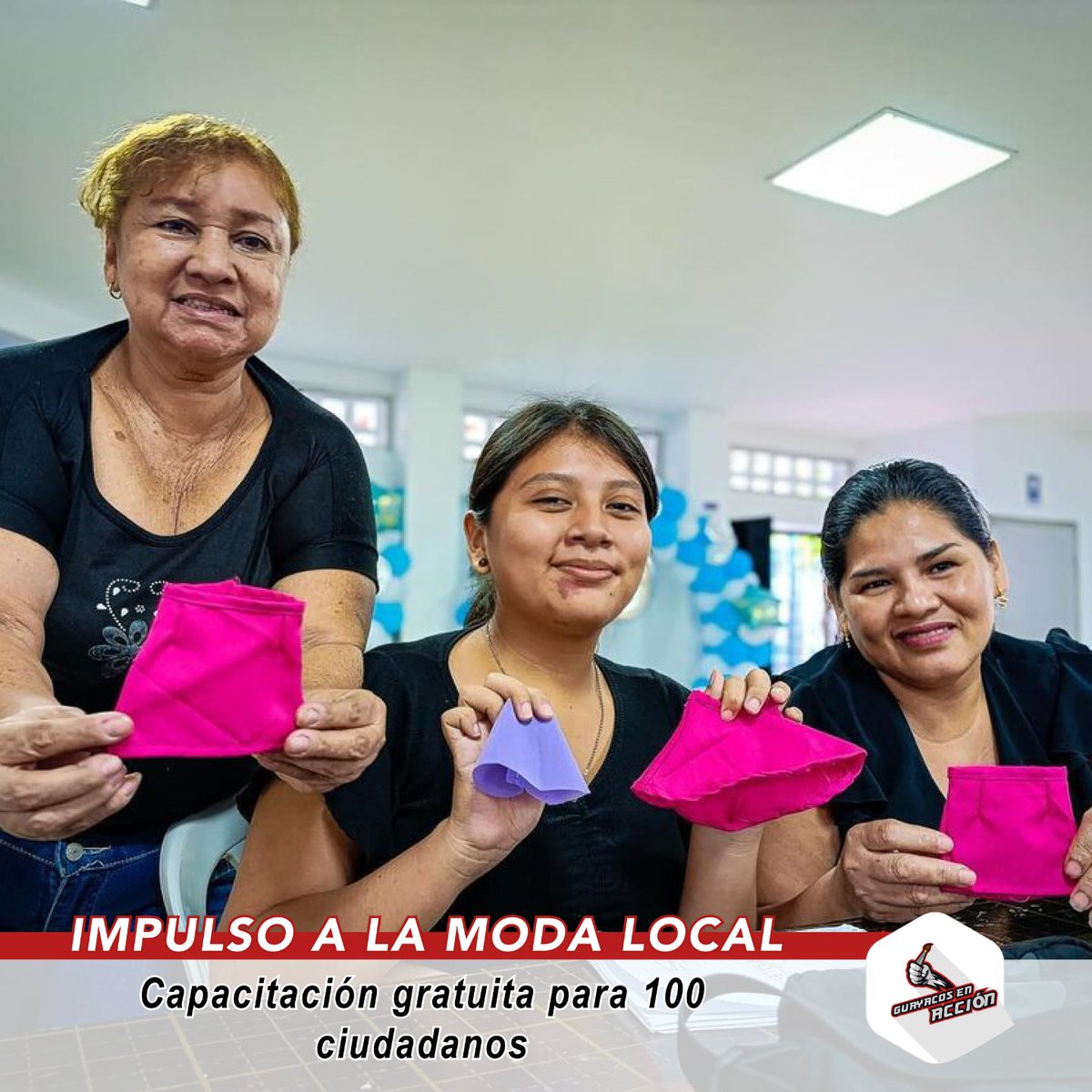 GuayacosAccion's tweet image. 100 ciudadanos participan gratuitamente en el Taller de Corte y Confección en CAMI 29 y Oriente. Durante mes y medio, aprenderán técnicas de moda, abriendo puertas a nuevas oportunidades de emprendimiento. #Guayaquil #ModaLocal 👗🪡