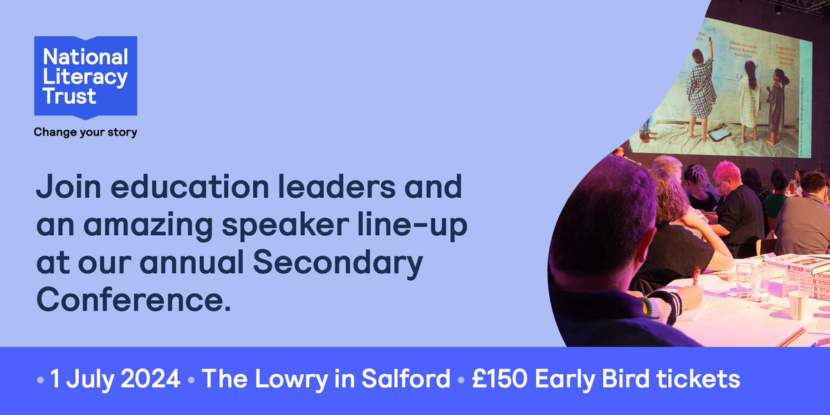 Just one week to go until our annual Secondary Conference where we will be joined in Salford by amazing speakers, educators, authors and workshop leaders! There are still a handful of £150 tickets left to attend this oracy-focused conference: literacytrust.org.uk/training-and-w…