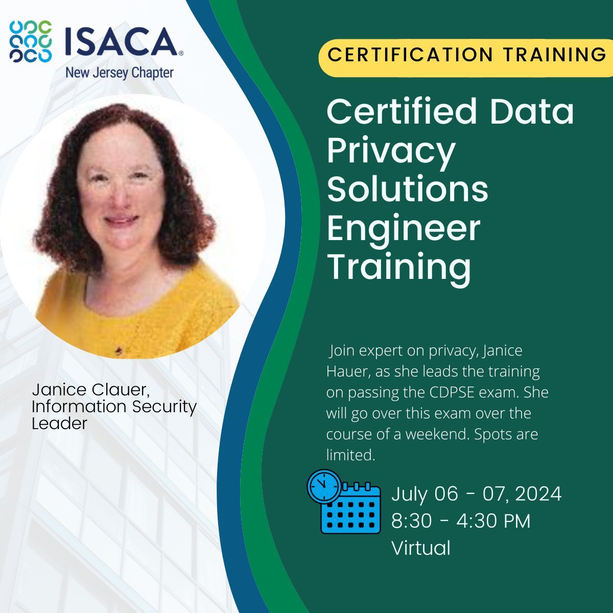 Want to pass the Certified Data Privacy Engineer exam? Checkout this virtual two day training with expert Janice Clauer as she goes over the important parts of the exam. Spots are limited! buff.ly/45tMFpY