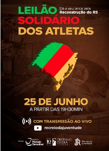 helemazevedo's tweet photo. O mundo do esporte se uniu em um gesto de solidariedade para reconstruir o nosso Rio Grande do Sul! 💚❤️💛

Leilão Solidário dos Atletas, marcado para o dia 25 de junho, a partir das 19h30min pelo Youtube https://t.co/orrTjuGyJf

Segue lista e lotes do leilão: https://t.co/fRz0bgR8Wl