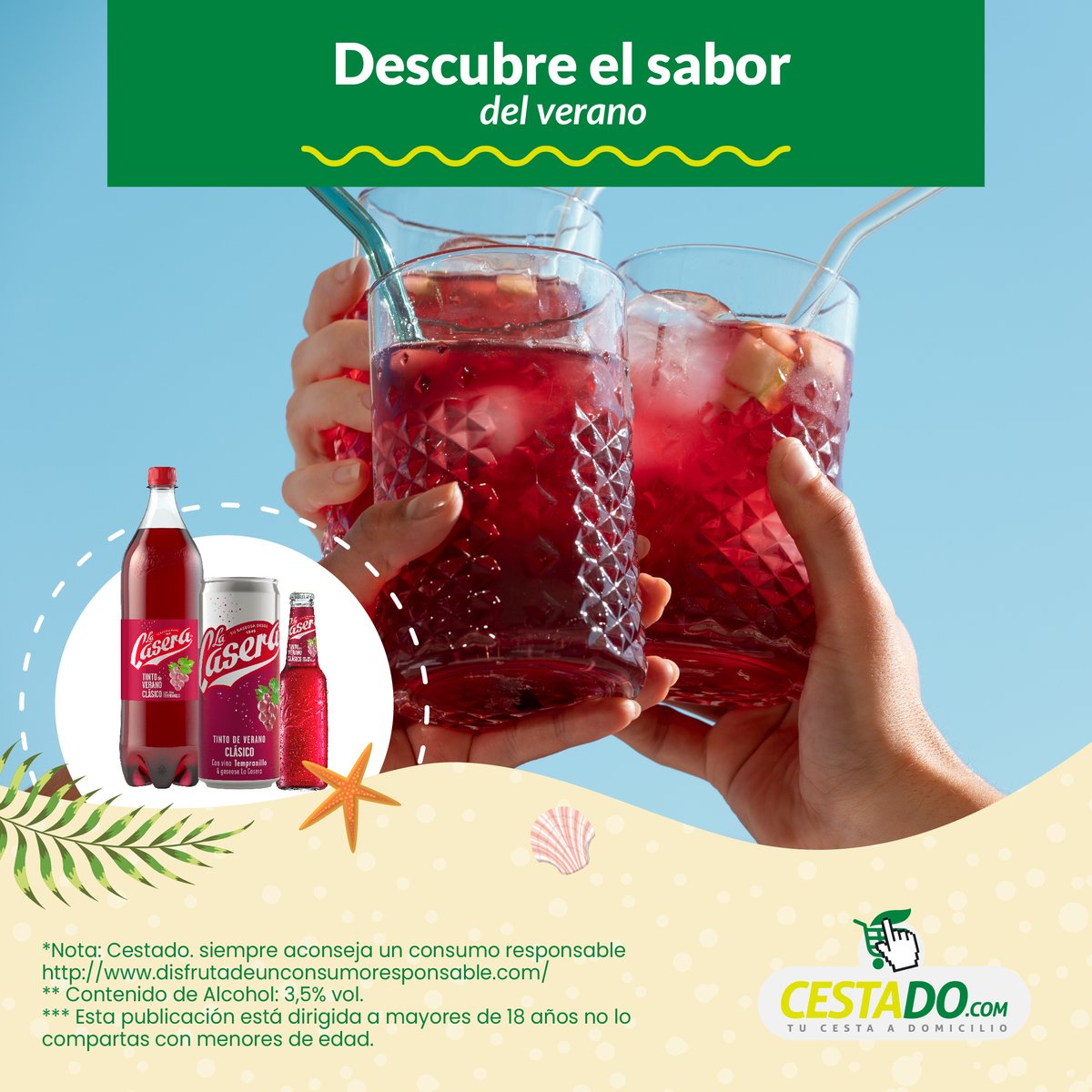 Este verano, disfruta del clásico tinto de verano de @lacasera_es , disponible en distintos formatos para cada ocasión.

No te pierdas la oportunidad de tener siempre a mano tu tinto de verano favorito. ¡Haz tu pedido hoy mismo y recíbelo en casa! 🛒🏠
acortar.link/N0gMTy
