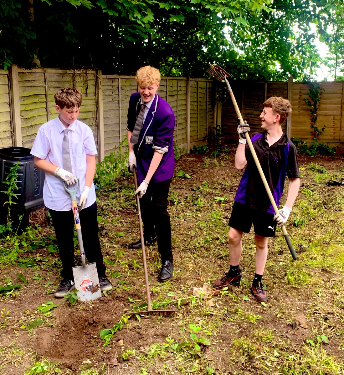 Today we have been working together as a team on our oasis garden space, designing the new layout and clearing the area- they have worked really hard and even volunteered to carry on after school! <a href="/AldersleyHighSc/">AldersleyHighSchool</a>