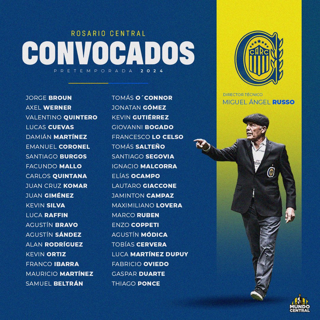 🏃🏻🇺🇦¡ARRANCA LA PRETEMPORADA!

Esta tarde en el predio de Arroyo Seco, el plantel de #RosarioCentral iniciará los trabajos con vistas a las competencias del segundo semestre del 2024

➡️ Miguel Ángel Russo, tendrá bajo sus órdenes a 40 futbolistas.