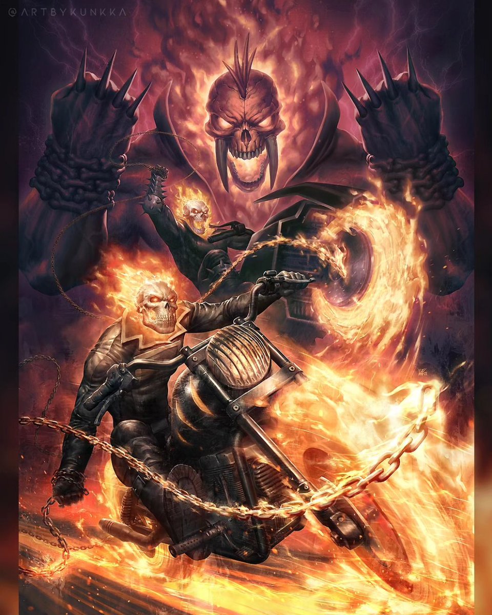 artbykunkka's tweet photo. Excited to share the art for 
Spirits of Vengeance, A cover!! 
🔥💀🔥

#marvelcomics #ghostrider #nicholascage #artgermcollectibles #marvelstudios #marvel https://t.co/NHmqz5kobm