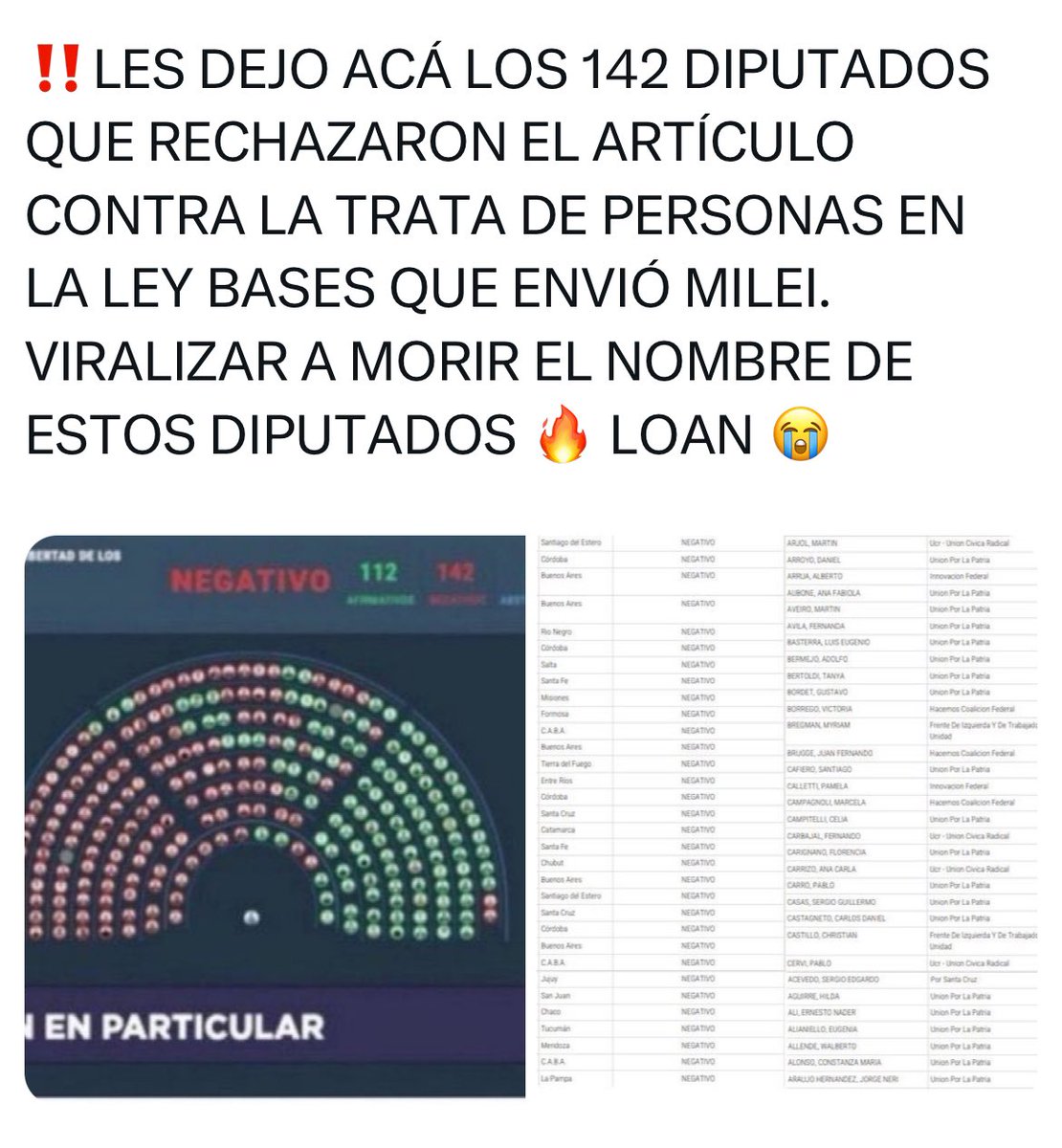 <a href="/Romyk81/">Romy💚</a> He aquí el cerebro lobotomizado de un Kircho tejiendo elucubraciones de la década del 70. Deberías leer quiénes fueron los diputados que votaron contra el art. de la Ley Base sobre la trata de personas, todos k y zurdos. Ojo, tal vez no quieren que le toquen este negocio también
