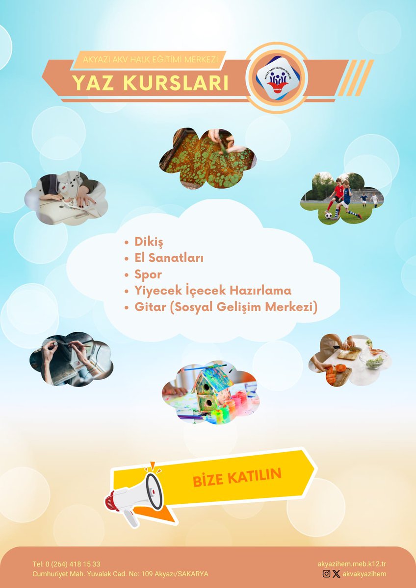 Akyazı halkının talepleri doğrultusunda kurslarımız devam ediyor. 🇹🇷 👏 🇹🇷 
<a href="/mebhbogm/">MEB Hayat Boyu Öğrenme Genel Müdürlüğü</a> 
<a href="/sakaryamem/">Sakarya İl Millî Eğitim Müdürlüğü</a> 
<a href="/akyazimem/">Akyazı İlçe Millî Eğitim Müdürlüğü</a> 
<a href="/Hasan_Can_54/">Hasan CAN</a> 
<a href="/alisalihakyuz/">ali salih akyüz</a>