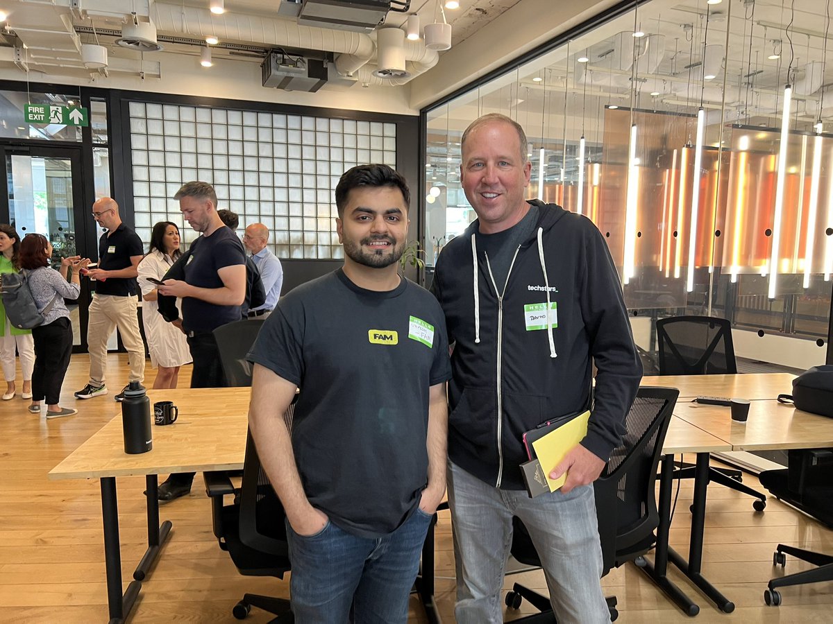 Fun hanging out with <a href="/davidcohen/">David Cohen</a>, the co-founder/chairman of <a href="/Techstars/">Techstars</a> this morning in London. Talked about how current founders can #GiveFirst and support the next batch of founders and the broader community. Excited about the future with him back as CEO!