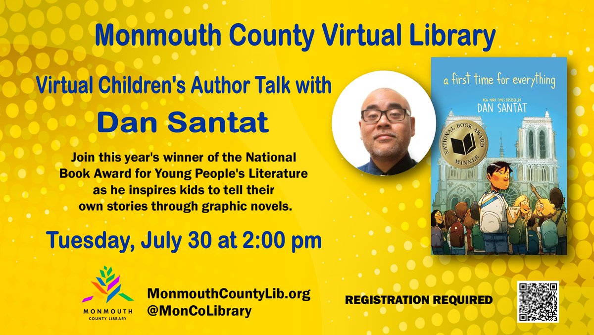 MonCoLibrary's tweet photo. Join us online to chat with Dan Santat about telling your own stories through graphic novels on Tuesday, July 30 at 2 PM.
#monmouthcountylibrary #virtuallearning #borrowbeforeyoubuy #moncolibrary #SummerReading #aFirstTimeforEverything #GraphicNovel #DanSantat https://t.co/BbsM7N2fAq
