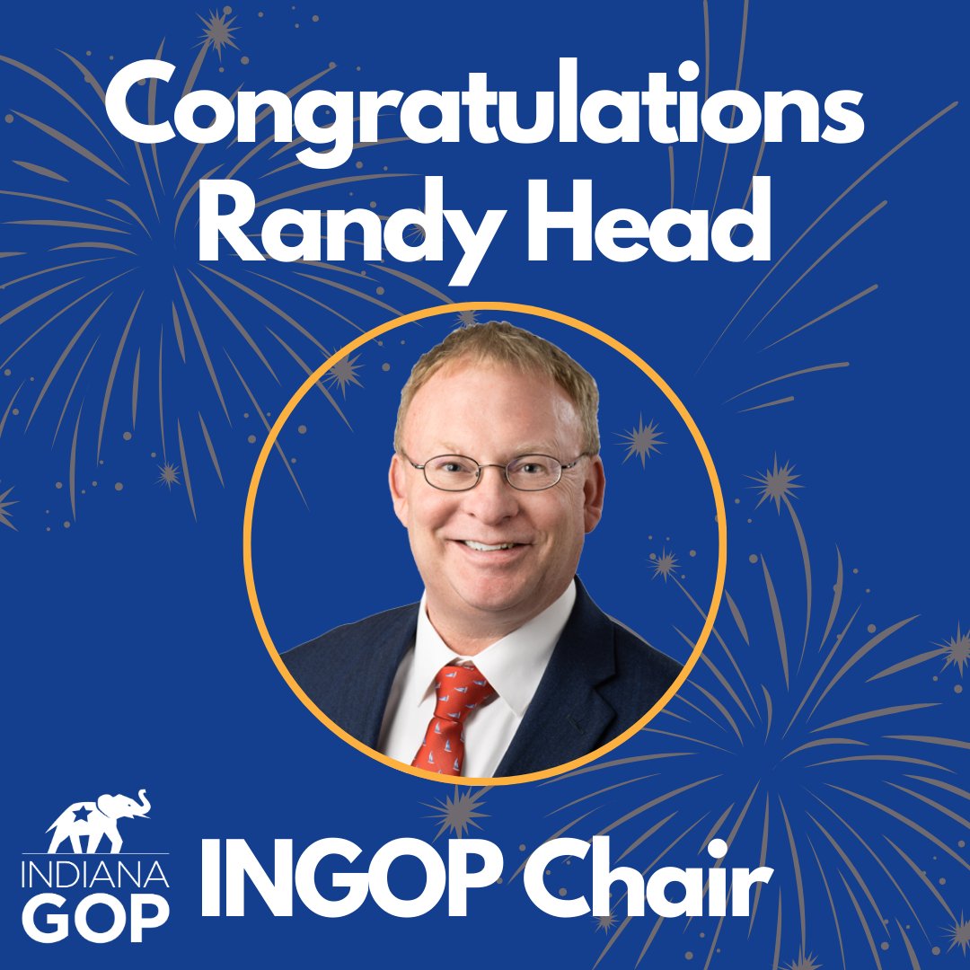Indiana Republican Party (@indgop) on Twitter photo Congratulations to our new Indiana GOP Chair, Randy Head! <a href="/Randy_Head/">Randy Head</a> is a current member of our State Committee, serving as the 4th district chair. He also served in the State Senate from 2008-2019. Under Chairman Head, our party is unified and ready to elect our entire Congratulations to our new Indiana GOP Chair, Randy Head! <a href="/Randy_Head/">Randy Head</a> is a current member of our State Committee, serving as the 4th district chair. He also served in the State Senate from 2008-2019. Under Chairman Head, our party is unified and ready to elect our entire