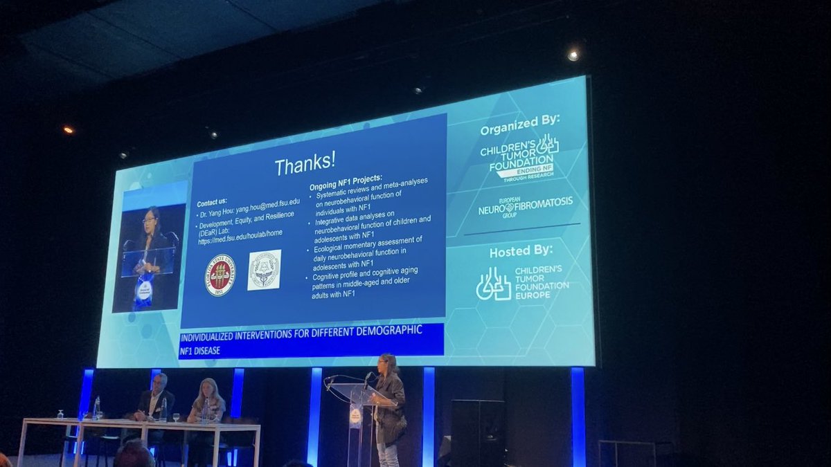 FSUDEaRLab's tweet photo. DEaR lab postdoc Dr. Xiaoli Zong presents results from the largest dataset of executive functioning of individuals with NF1 to hundreds of audience @ChildrensTumor #NFCon24 #EndNF https://t.co/8WHSNfDi4P