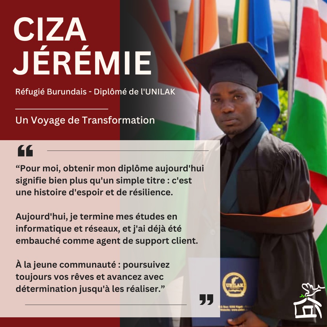 Maison_Shalom's tweet photo. Ciza, jeune #réfugié #burundi-ais, récemment diplômé de @unilak_rwanda, témoigne du soutien de @Maison_Shalom tout au long de son parcours universitaire. Félicitations à la promotion 2023-2024🎉🎓.
@RwandaEmergency @GbikpiRuth @ABC_RDBM https://t.co/366jayIU76