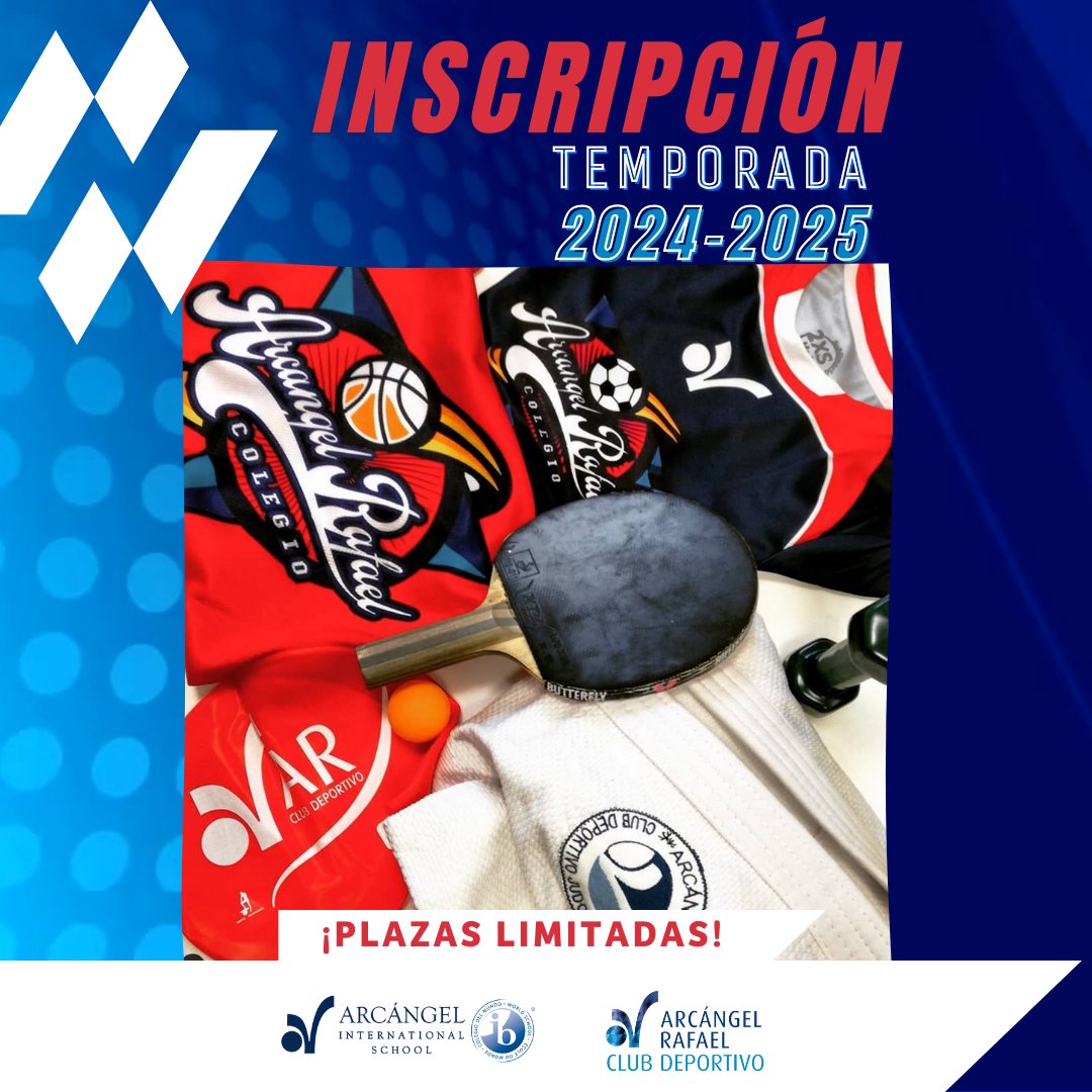 📢¡Ya está abierto el plazo de inscripción para que puedas disfrutar del deporte con @arcangeldeporte!

⚽️Fútbol sala
🏀Baloncesto
🏐Voleibol
🏓Tenis de mesa
🏊‍♂️Natación
🥋Judo
🏅Pickleball
🏈⚾️🎾Iniciación deportiva
🩰Danza
🧘‍♂️Pilates

+ INFO  colegio-arcangel.com/club-deportivo