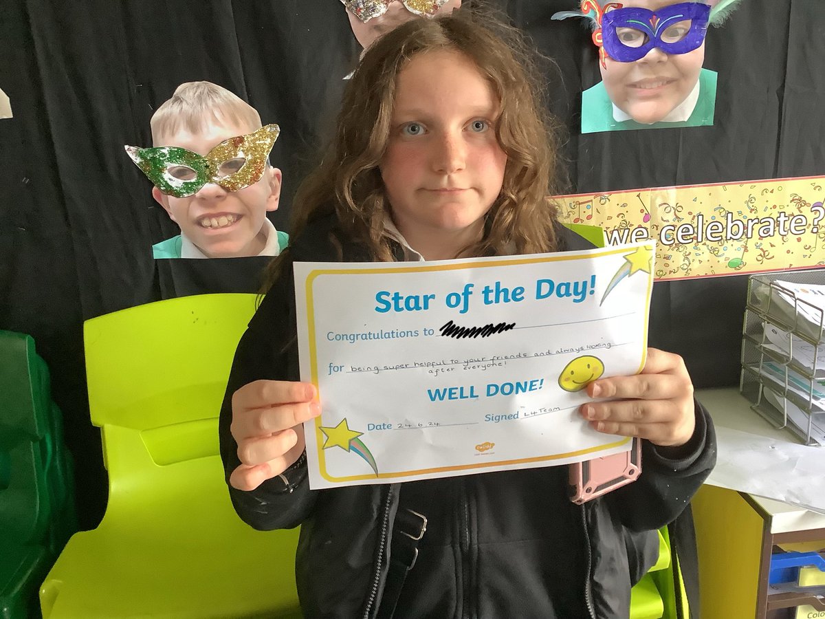 Our Monday star of the day⭐️ for being super helpful to your friends and always looking after everyone! You are the third TA in our classroom and we would honestly be lost without you! Massive well done💚