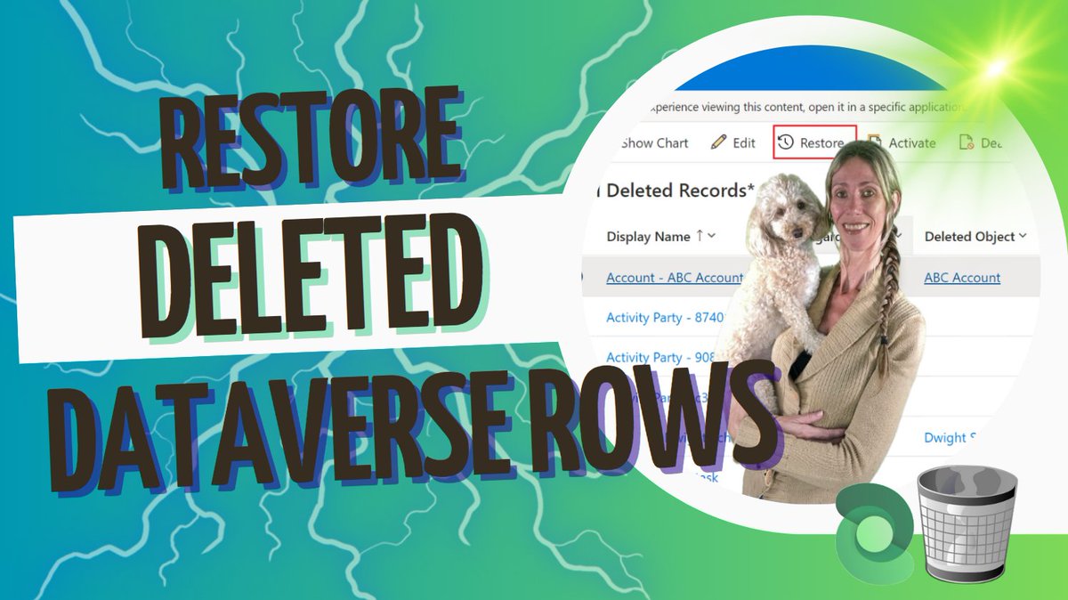 D365Goddess's tweet photo. Had you ever had the need to #recover a #deleted row from #Dataverse? Take a look at today's video and article to learn all about it!
📺https://t.co/p8WIpUu9Hx
✍️https://t.co/jOzF5K0sKM
#restore #deletedrows #Preview #recycleBin https://t.co/XS1Rf77H3W