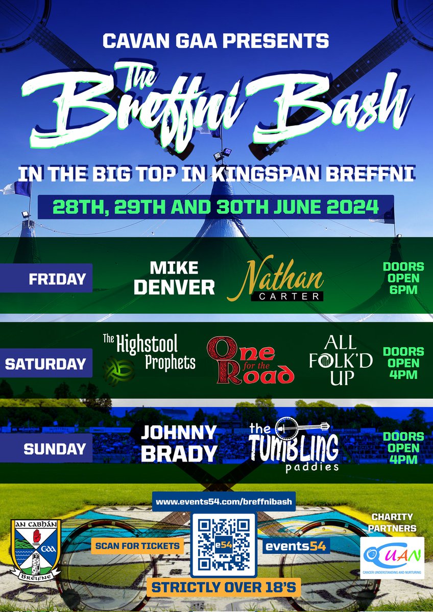 CorloughGFC's tweet photo. The Breffni Bash takes place this weekend Friday-Sunday in Breffni Park.

Tickets available here https://t.co/7oUX2usyQ1 and also in Kennedys Spar Ballyconnell
@CavanCoBoardGaa https://t.co/FnJFygZhcY