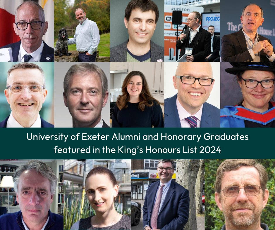Exalumni's tweet image. Huge congratulations 👏 to the 12 alumni and two honorary graduates of the @uniofexeter who received awards in the 2024 King’s Birthday Honours! Discover more: brnw.ch/21wKVKA #ExeterForever 💚