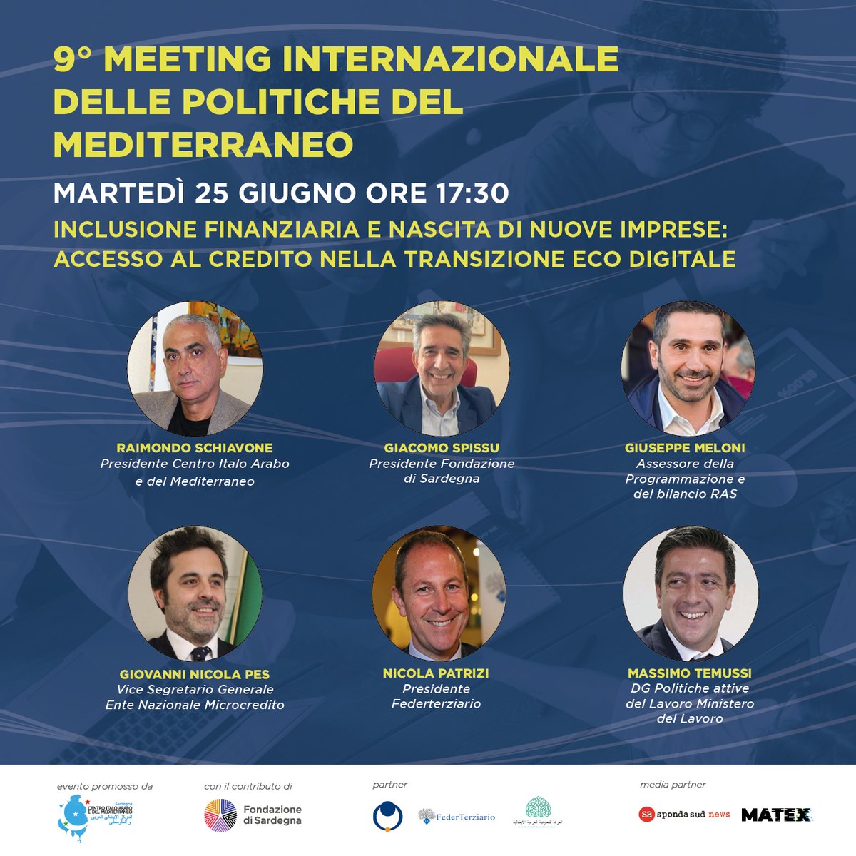 📅 25 giugno, ore 17:30 | Non perdere la prima sessione del Meeting Internazionale delle Politiche del Mediterraneo! 

📍 Manifattura Tabacchi, Cagliari
Prenota il tuo posto gratuito ora: sardegna.centroitaloarabo.it/en-gb/content/…