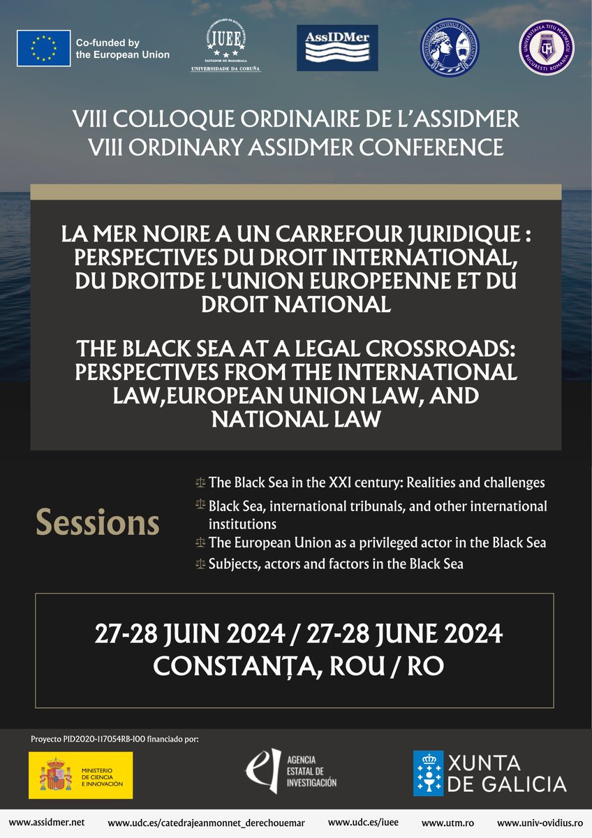 I feel privileged to co-organize the 8th AssIDMer Conference "The Black Sea at a Legal Crossroads: Perspectives from the International Law, European Union Law, and National Law" with my colleagues from "Ovidiu" University of Constanza and "Titu Maiorescu" University of Bucharest