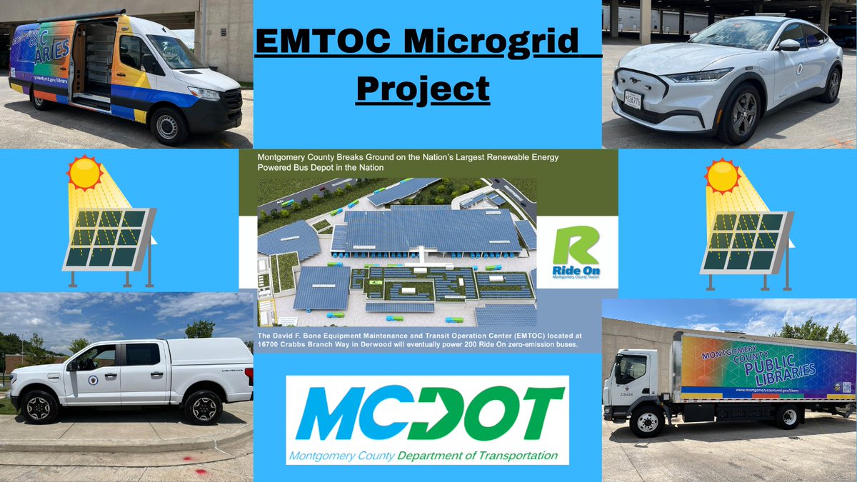 MCDOTNow's tweet image. .@MontgomeryCoMD&apos;s EMTOC microgrid project will feature electric vehicle charging for @RideOnMCT&apos;s electric buses and a variety of other department&apos;s electric fleet vehicles.🔗tinyurl.com/3nftzzpf
@MCPL_Libraries @MontCoExec @MoCoCouncilMD #montgomerycountymd #AlphaStruxure